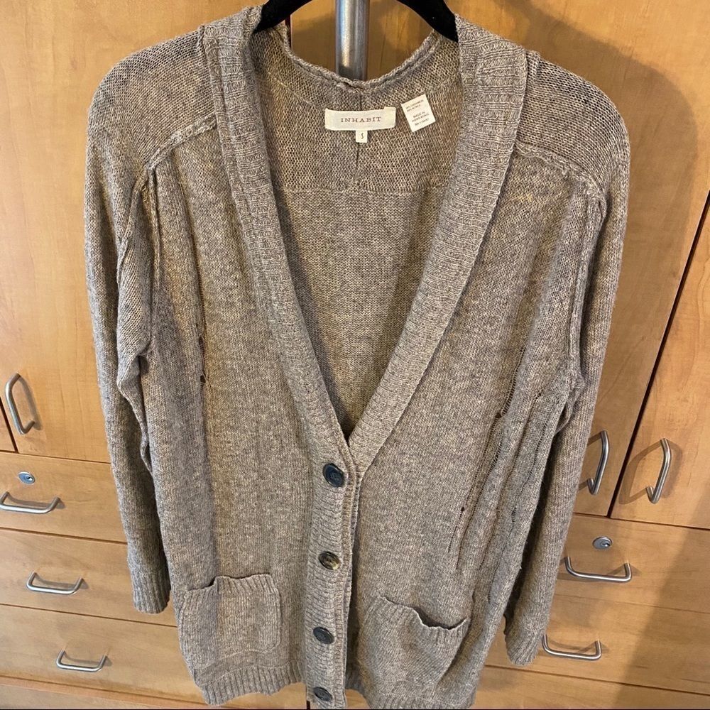 Inhabit Cashmere Alpaca Blend distressed long cardigan - size S - Picture 4 of 6